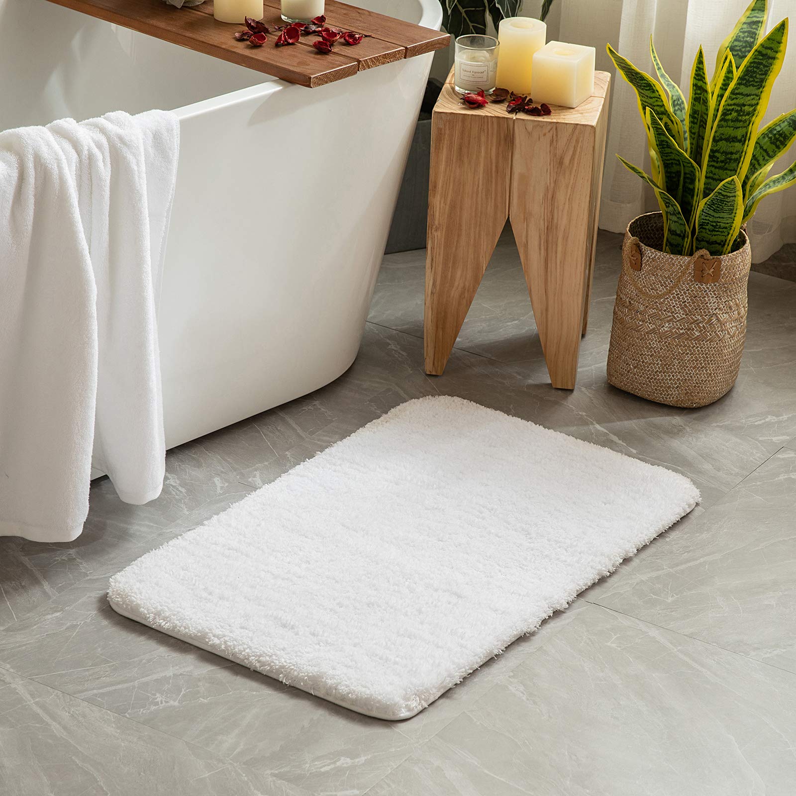 Miulee Set Of 2 Non Slip Shaggy Bathroom Rugs Extra Thick Soft Bath Mats Christmas Plush Microfiber Absorbent Water For Tub Show